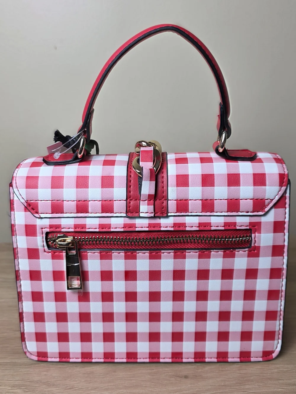 Aldo Red Gingham Strawberry Coin Purse Top-Handle Bag